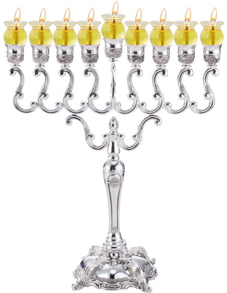 Menorah à huile en argent plaqué 22.5 de hauteur