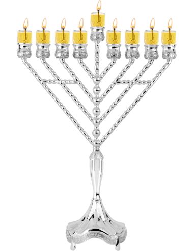 Menorah Rambam en argent plaqué 18 de hauteur