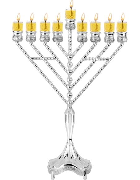 Menorah Rambam en argent plaqué 18 de hauteur