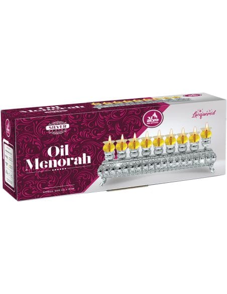 Nouvelle Menorah à huile plate en argent plaqué