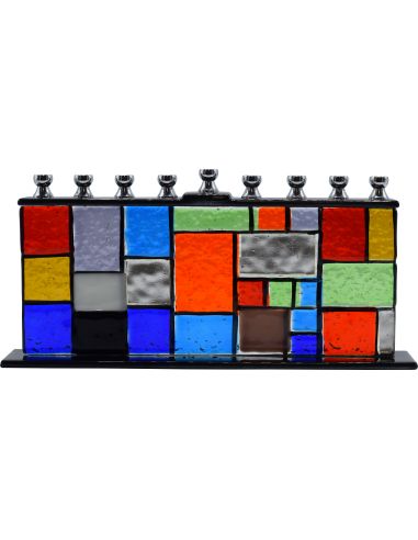 Menorah en verre artisanale Murs de lunité