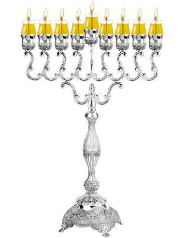 Menorah à huile en argent plaqué 27