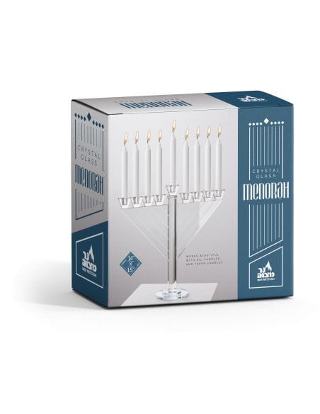 Menorah en verre de cristal