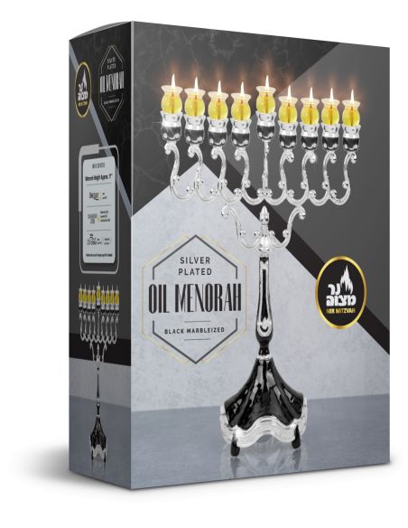 Menorah en marbre noir et argent plaqué