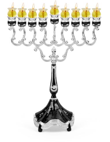Menorah en marbre noir et argent plaqué