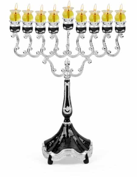 Menorah en marbre noir et argent plaqué