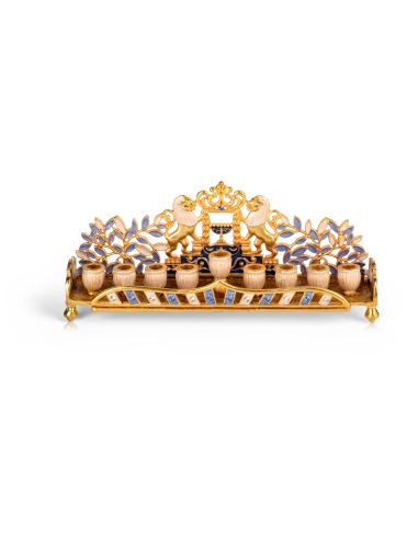 Menorah murale ornée de lions