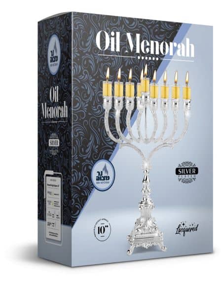 Menorah à huile en argent plaqué 11 cm