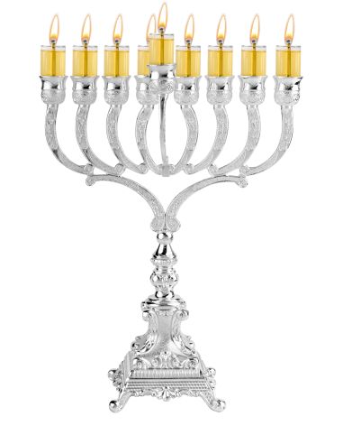 Menorah à huile en argent plaqué 11 cm