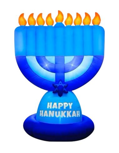 Menorah gonflable extérieure de Hanoukka Bleu et blanc