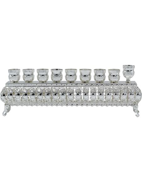 Nouvelle Menorah à huile plate en argent plaqué