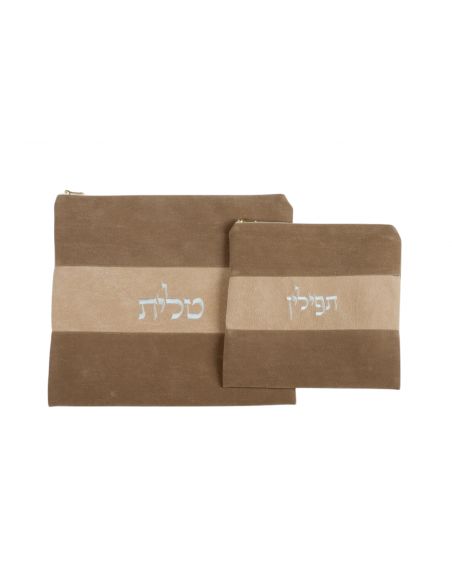 Set de sacs talit et téfilines – motif 3 bandes.
