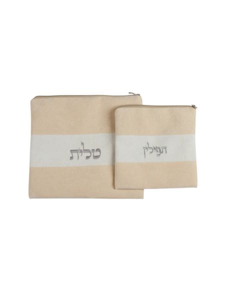 Set de sacs talit et téfilines – motif 3 bandes.