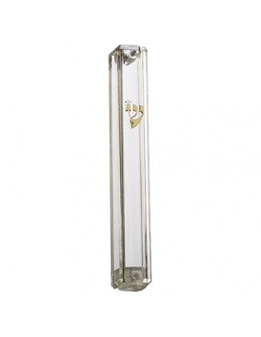 Mézouzah en plastique transparent avec bouchon en caoutchouc 12 cm