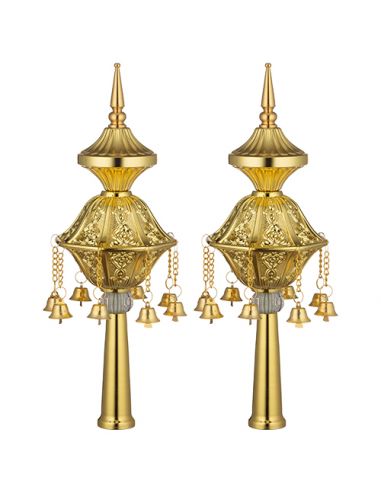 Paire de grenades en or pour rouleau de Torah 32 cm.