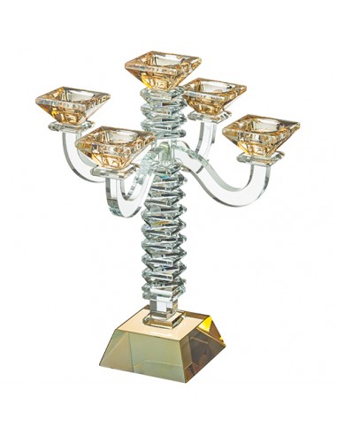 Bougeoirs 5 branches en cristal 34 cm