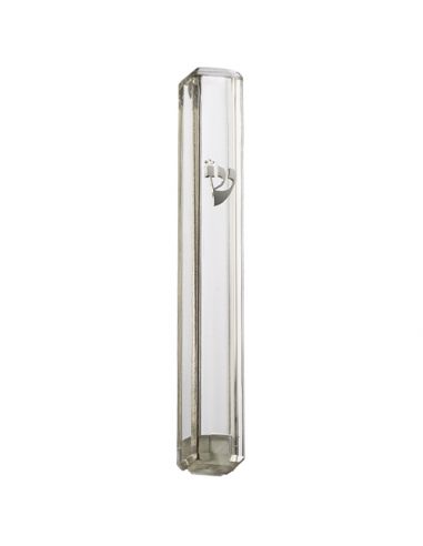 Boîtier de mezouza en plastique transparent 12 cm argenté