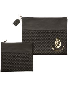 Pochette de Talit et tefillin en similicuir noir avec inscription Eich