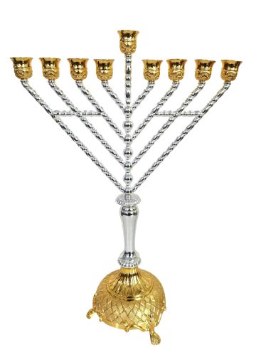 Menorah Habad plaquée or 52 cm
