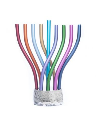 Menorah Flamme en métal anodisé multicolore