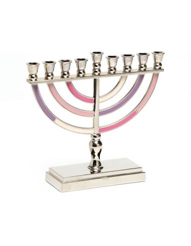 Menorah en métal rose et violet 14 cm