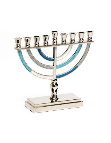 Menorah en métal bleu 14 cm