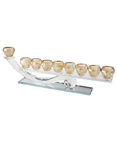 Menorah en cristal avec cônes dorés modèle Aladin