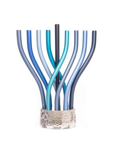 Menorah design Flamme en métal anodisé bleu