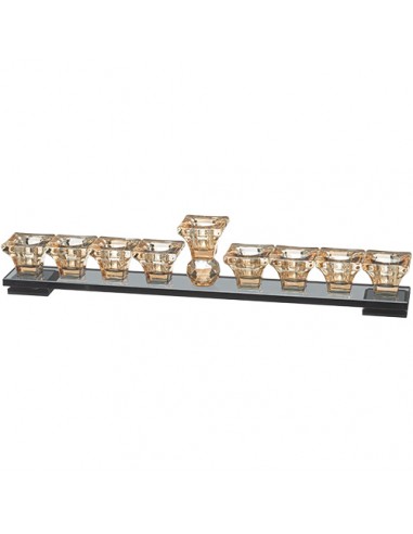 Menorah en cristal décorative or et...