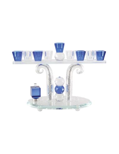 Menorah 9 feux bleue 27x16cm