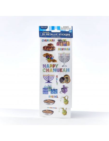 Autocollants Hanoucca métallisés 3D 95×37,5 2 feuilles en sachet