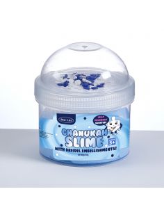 Slime Hanoucca bleu blanc avec toupies parfum gelée