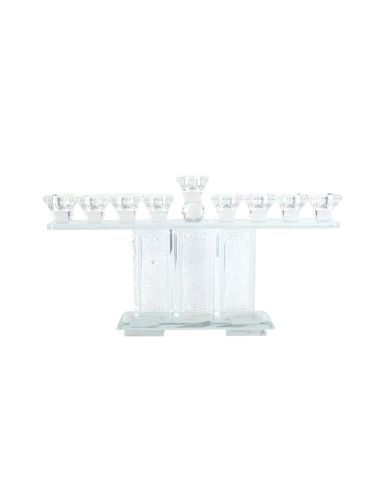 Menorah en cristal 9 feux avec diamants blancs 20x37cm