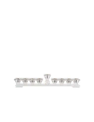 Menorah 9 feux argent en verre h7cm