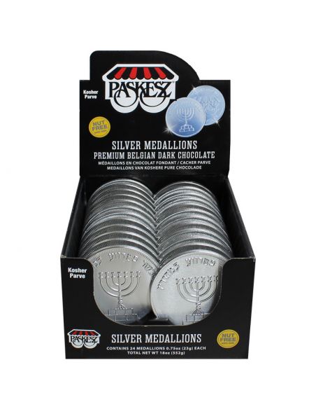 Médaillons de chocolat Silver Parve – Sans noix