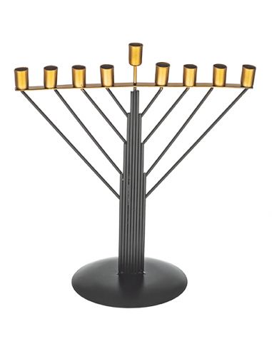 Ménorah de Hanoukka Chabad pour bougies Noire 26 cm