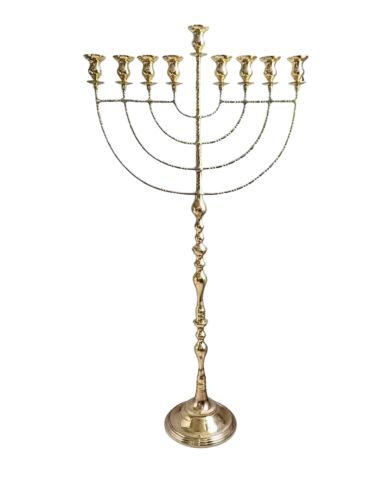 Menorah 9 feux dorée en métal h153cm