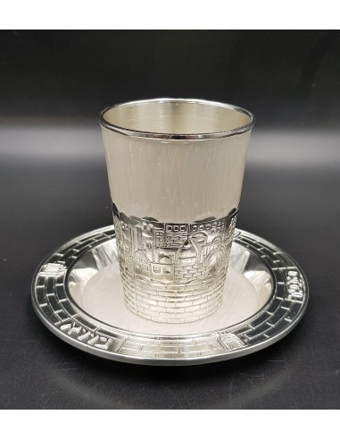 Verre de Kiddouch Argenté Jérusalem...