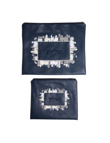Pochette pour Talitet Tefilin vinyle bleu marine