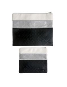 Pochette pour Talit et Tefilin en vinyle blanc argent et noir