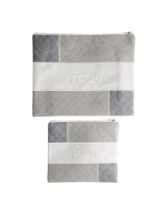 Pochette pour Talit et Tefilin en vinyle blanc et gris