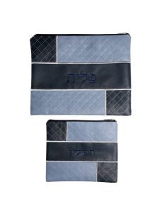 Pochette pour Talit et Tefilin en vinyle bleu clair et bleu marine