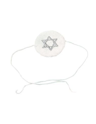 Kippa bébé en tricot blanc – étoile argentée avec bande