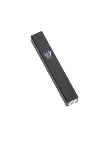 Mezouzah en aluminium gris foncé – shin blanc – 7 cm