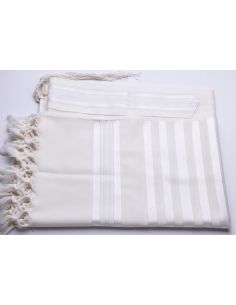 Talit Gadol sfarad en laine blanc argent taille 60