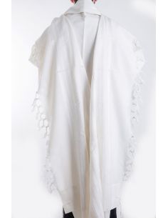 Talit Gadol sfarad en laine blanc argent taille 60 2