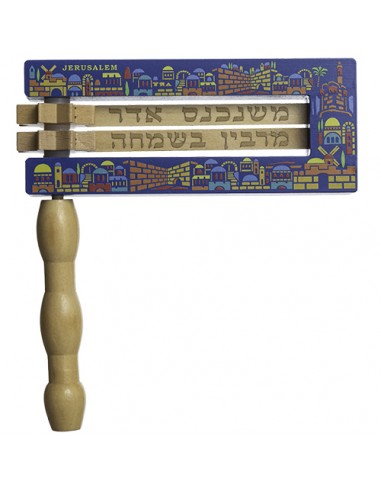 Crécelle grand modèle bois bleu