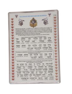 Allumage des bougies de hanouka feuille plastifiée, traduction