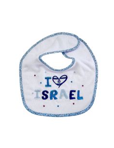 Bavoir J'AIME ISRAËL en cotonn23 x 28 cm