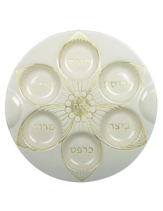 Plat seder feuille dorée